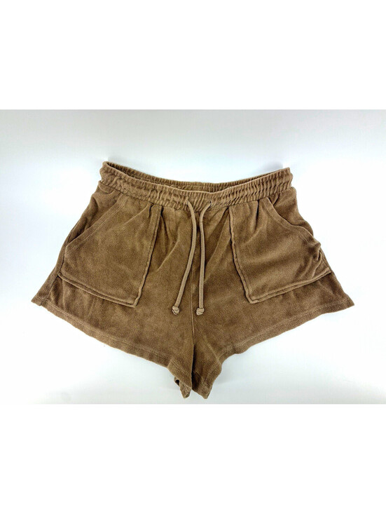 Zara Pants - ZARA Women’s Brown Terry Sweat Shorts Size M Elastic Waist Drawstring Pockets